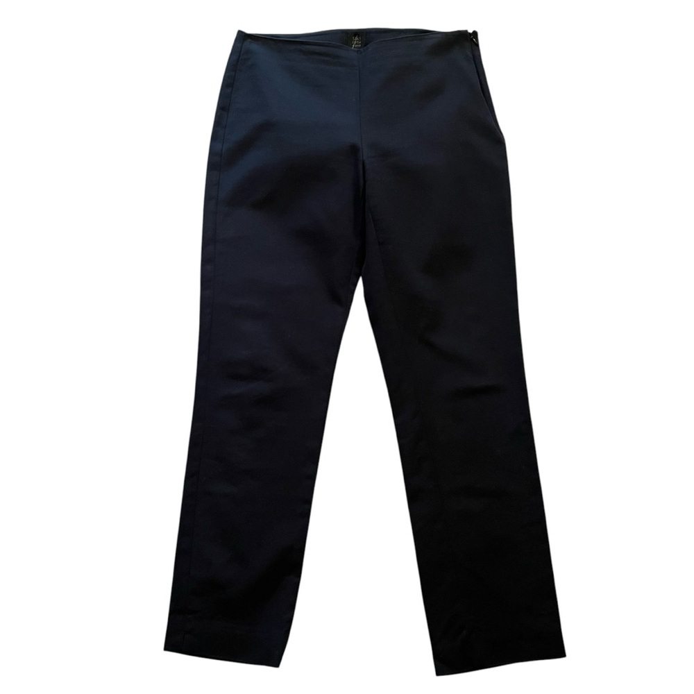 Saks Fifth Avenue Black Stretch Cotton Flat Front Slim Straight Pant 8